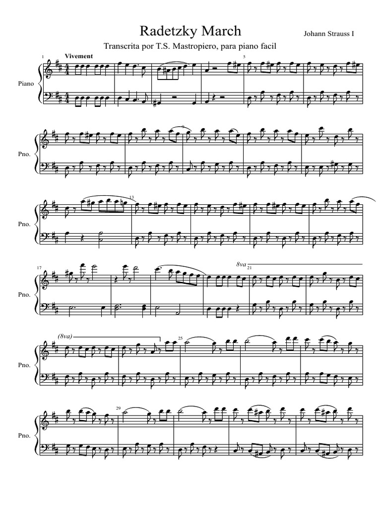 Radetzky March For Easy Piano | PDF | Compositions | Musical Compositions