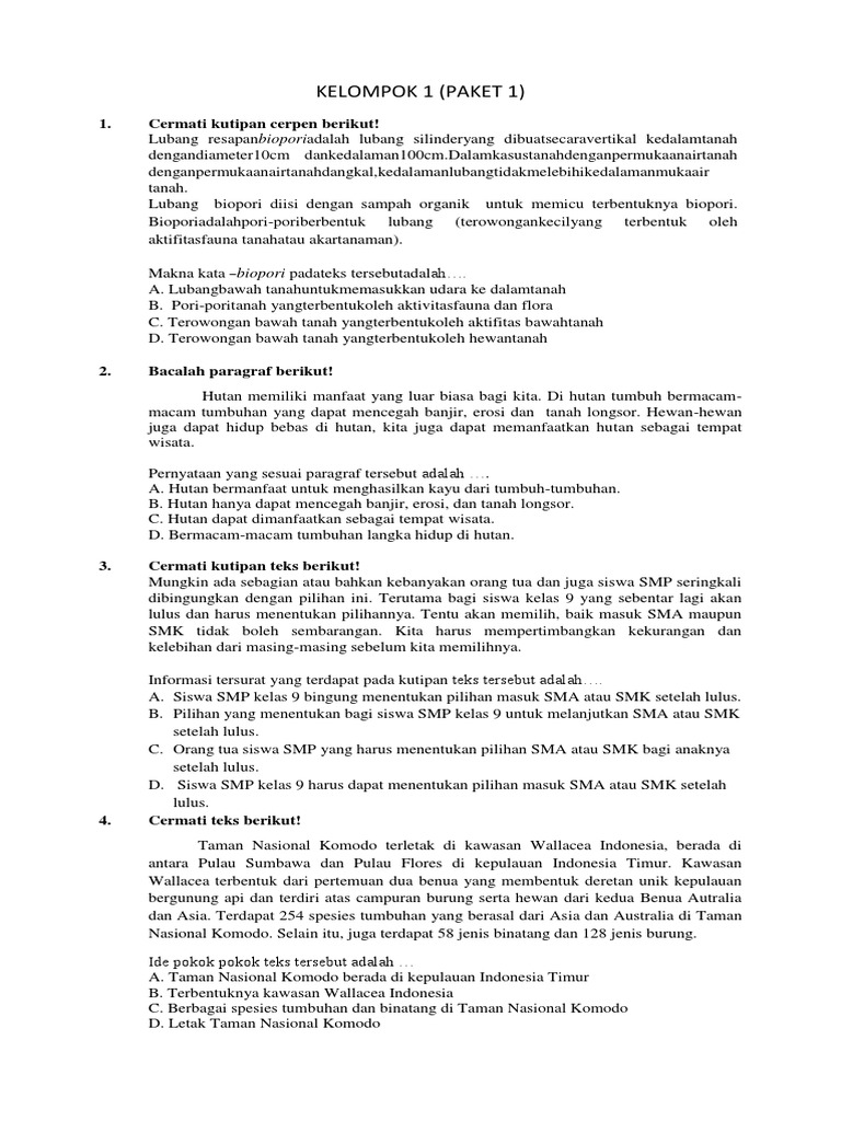 Contoh Soal Usbn Kelas Ix Bin Pdf