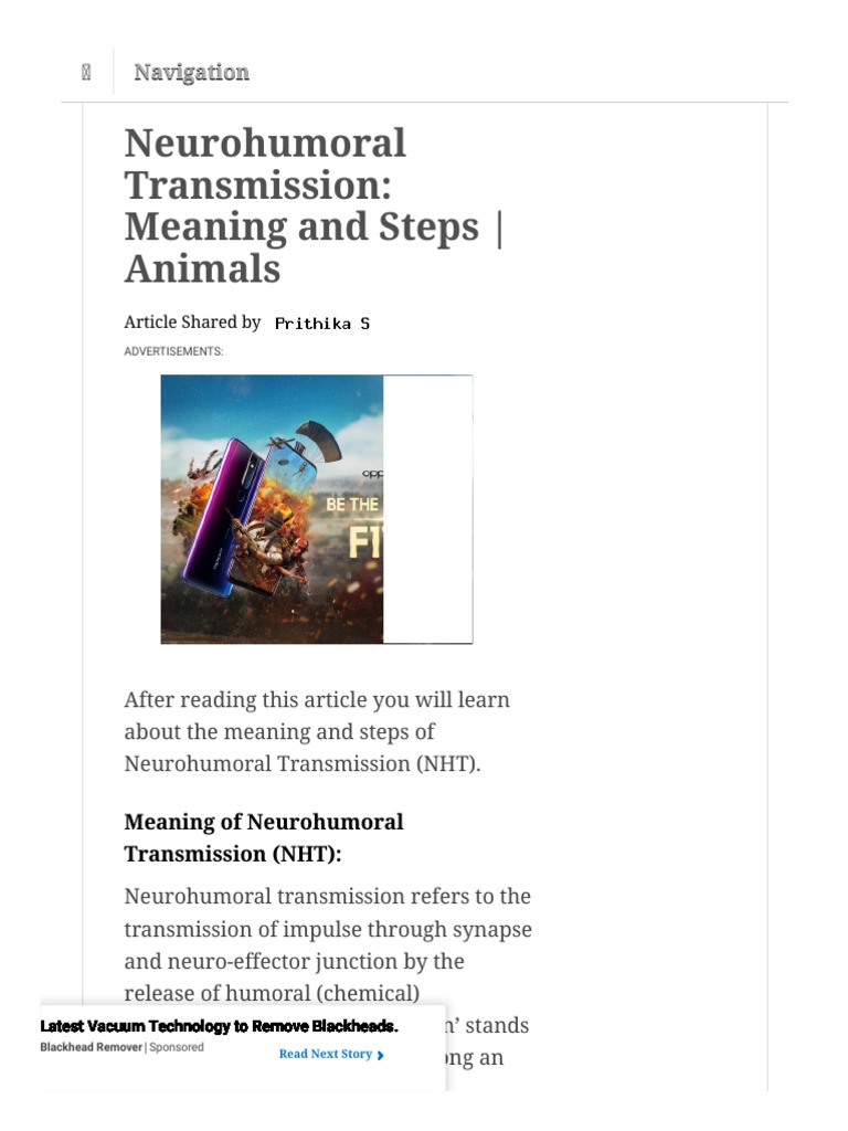 Neurohumoral Transmission Meaning and Steps Animals PDF