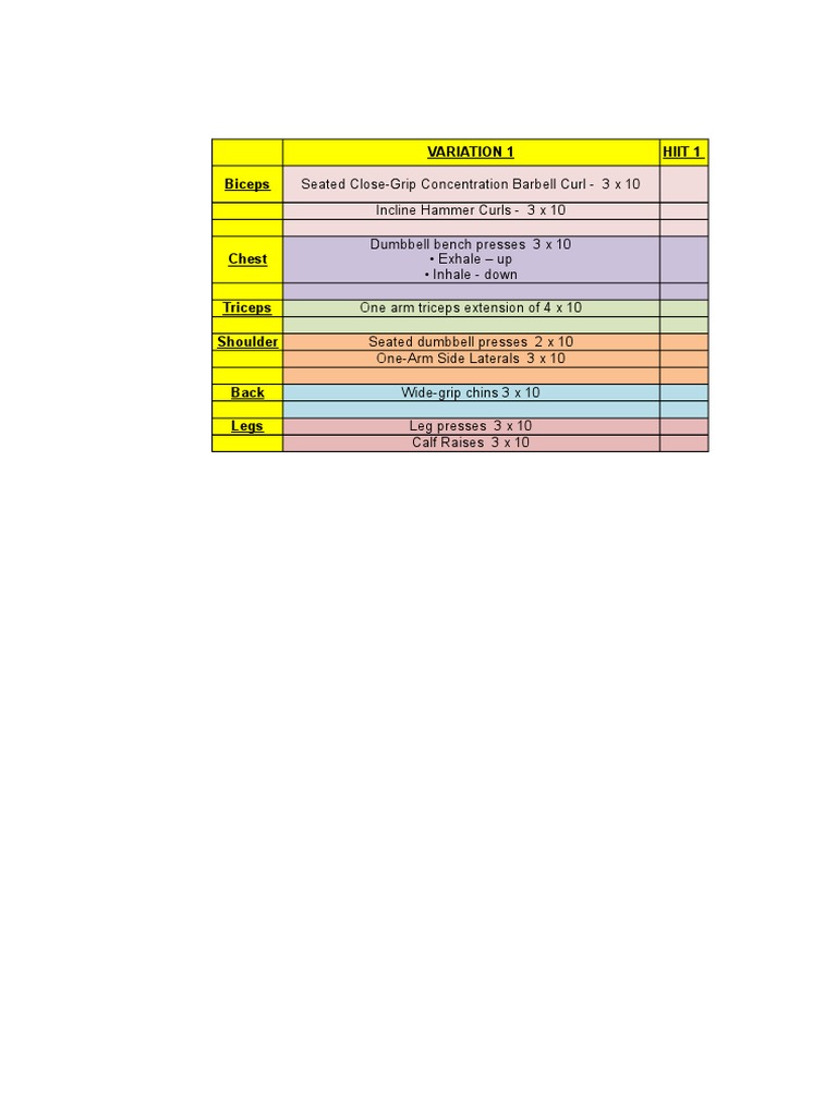 My Wkout Plan | PDF | Weight Training | Physical Exercise