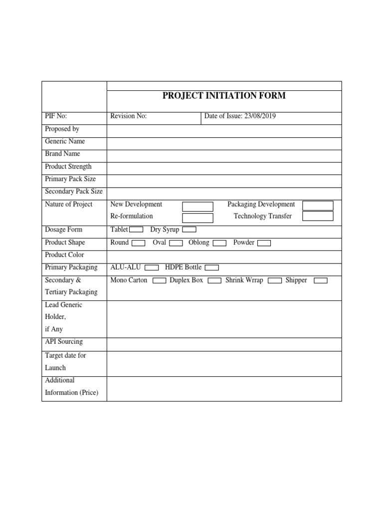 Project Initiation Form Template | PDF