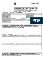 Teachers Observation Form