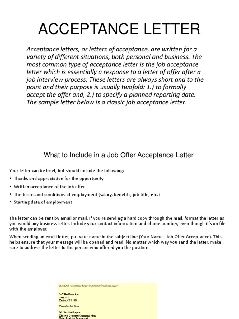 Acceptance Letter | PDF | Employment | Labour