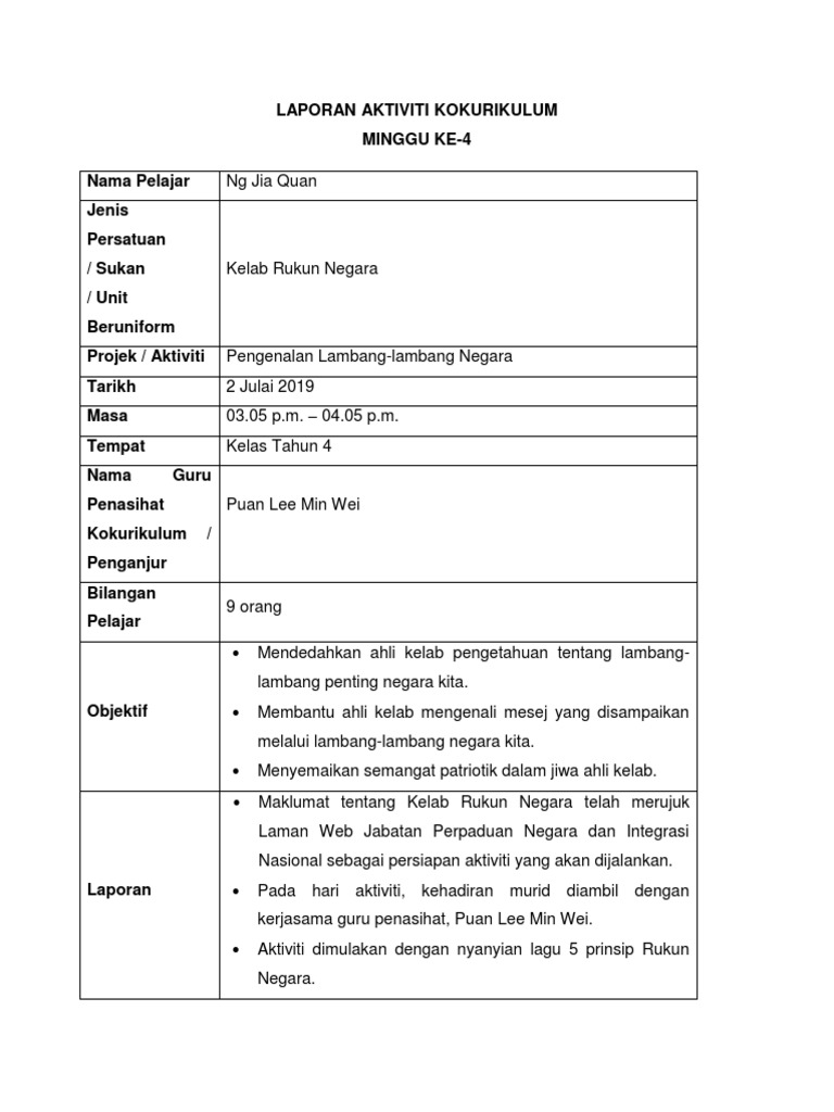 Laporan Aktiviti Kokurikulum Pdf