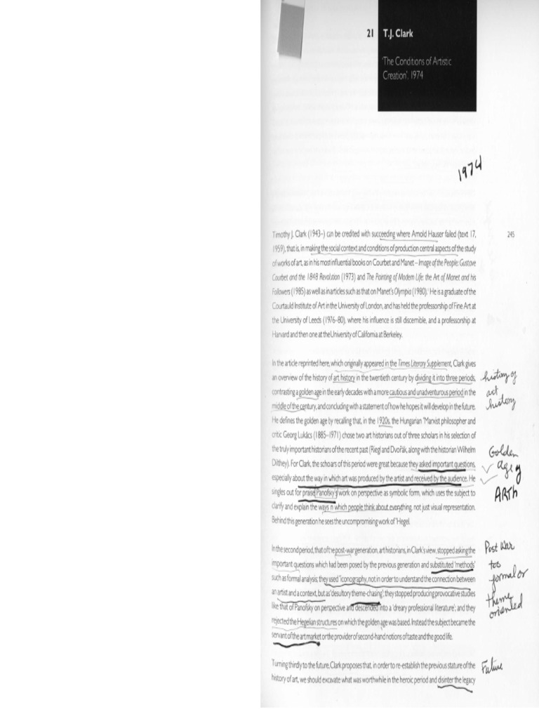 T J Clark The Conditions of Artistic Creation PDF PDF