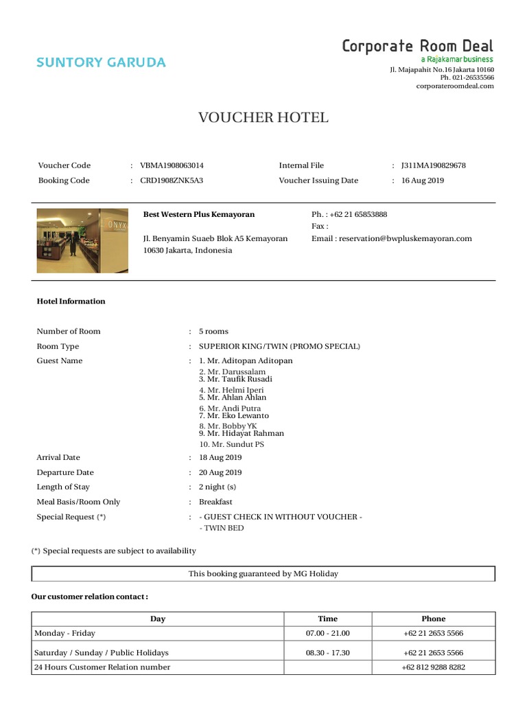 Best Western Plus Kemayoran 1 | PDF | Business