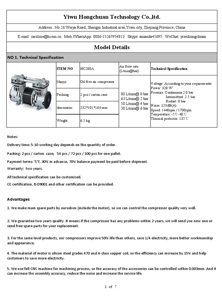 280 Oil Free Compressor | PDF | Machines | Mechanical Engineering
