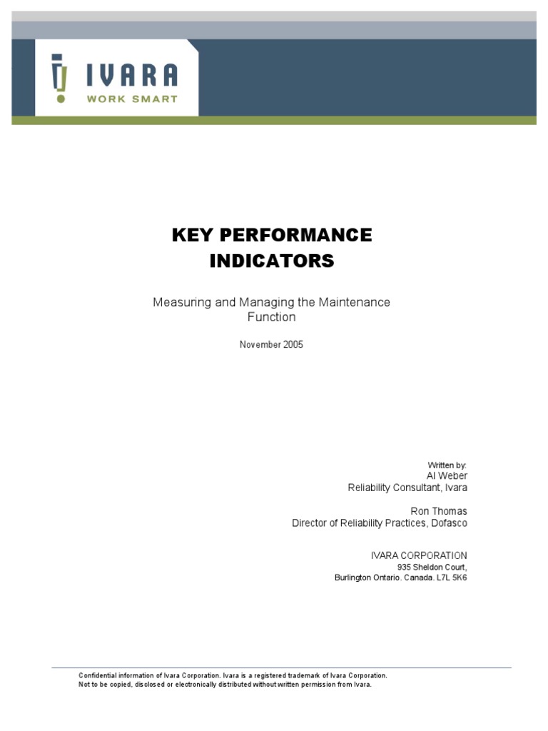 Key Performance Indicators For Maintenance Department PDF | PDF | Business