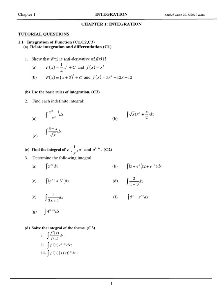 Integration Techniques and Examples | PDF | Integral | Trigonometric ...