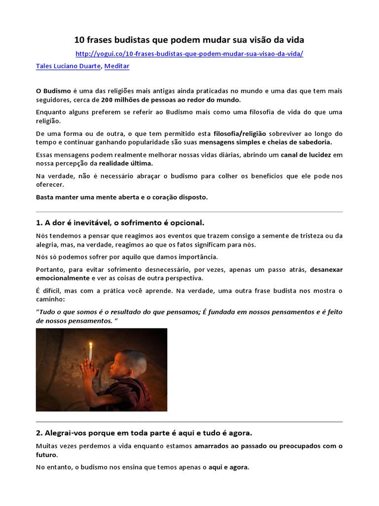 Frases Budistas Transformadoras | PDF | Mente | Pensamento
