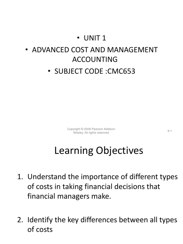 Unit 1 Acma CMC 653 PDF Management Accounting Cost Accounting