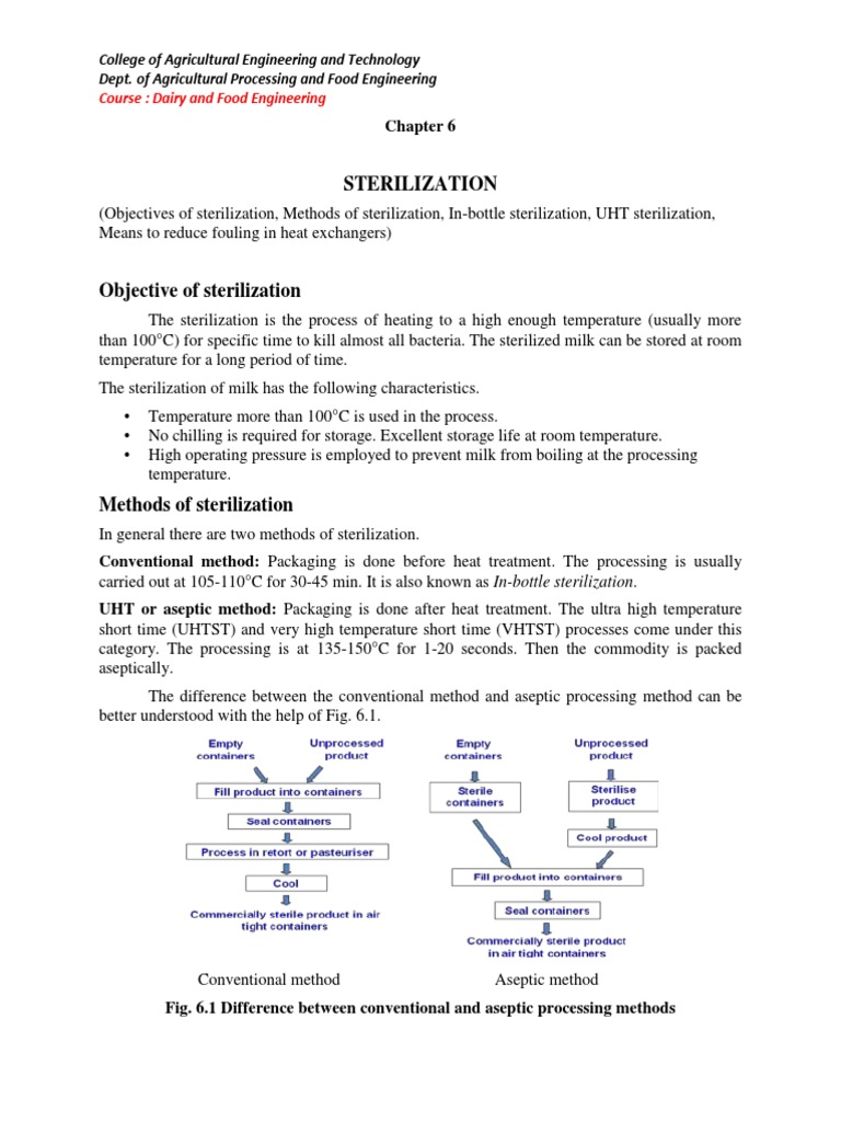 Milk Sterilization Methods Explained | PDF | Pressure Cooking | Heat ...