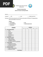 Rubric For Practice Teaching Portfolio