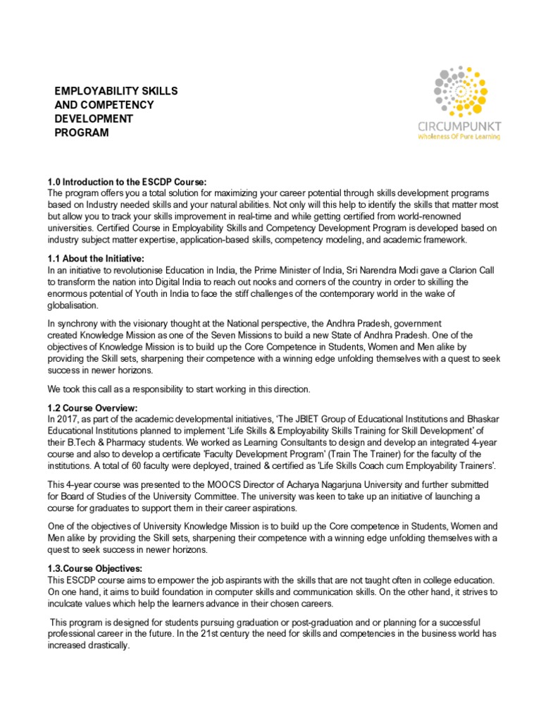 Employability Skills Course Outline | PDF | Communication | Emotional ...