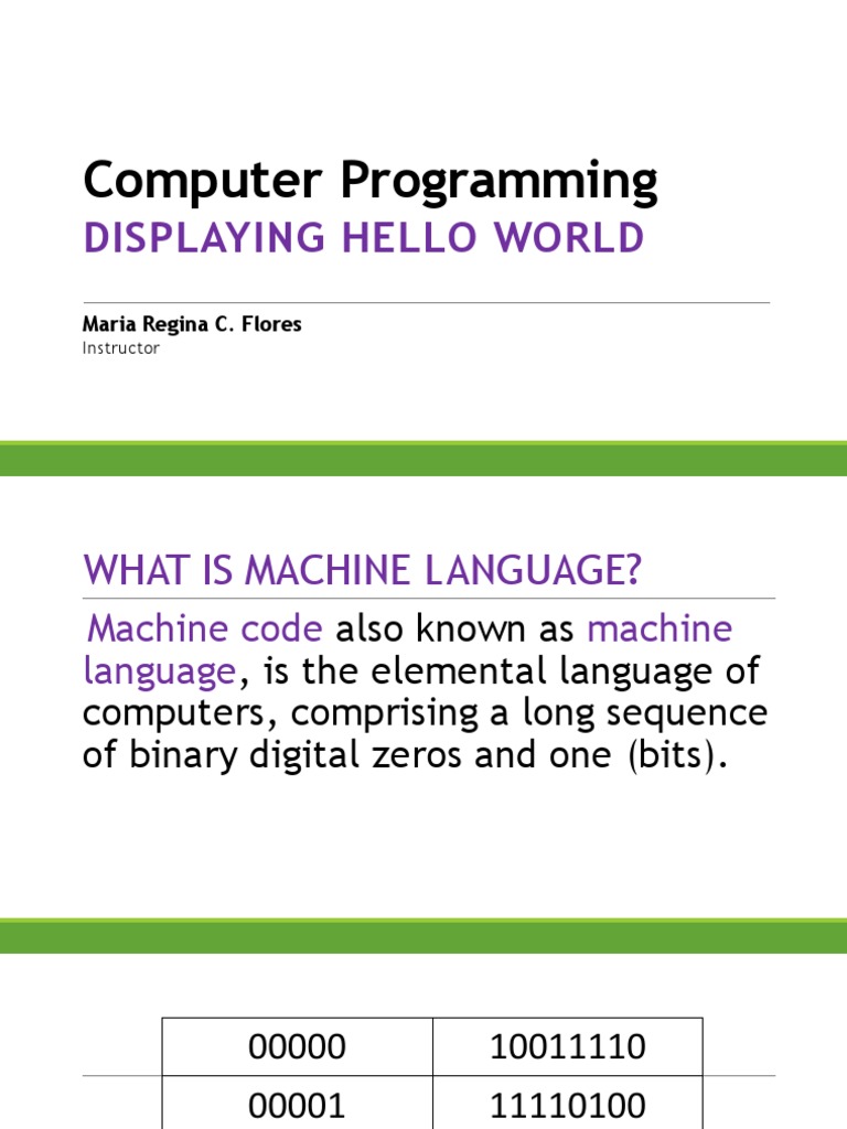 2 Displaying Hello World | PDF | Programming Language | Source Code
