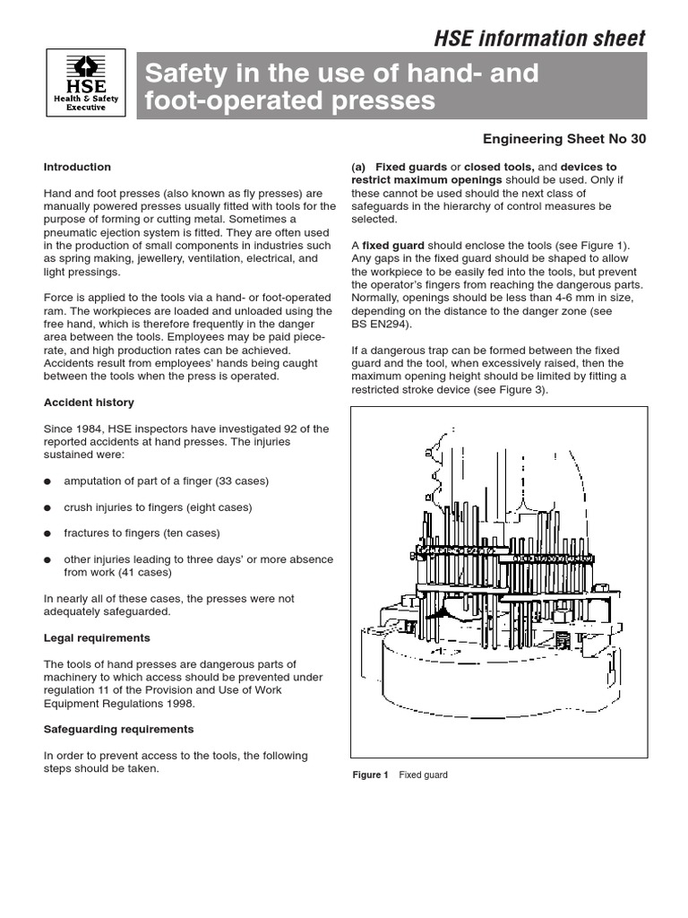 Hand and Foot Press Safety Guidelines | PDF | Tools