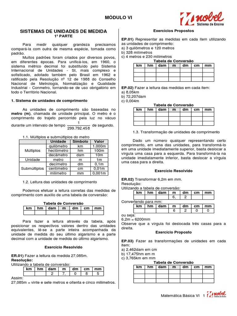 Matbas06 Unidades De Medida I Metro Sistema Internacional De Unidades