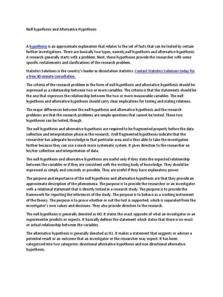 NULL AND ALTERNATIVE HYPOTHESIS EXAMPLES PDF intelligence overview