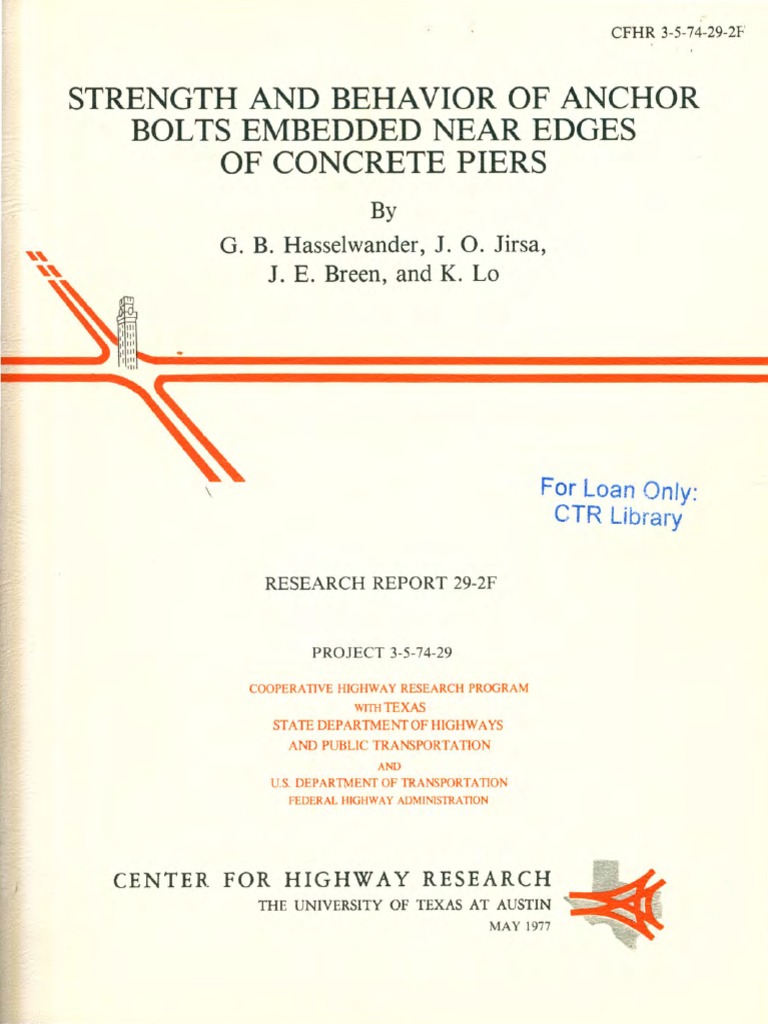 Strength & Behaviour of Anchor Bolts in Pedestals PDF PDF Screw