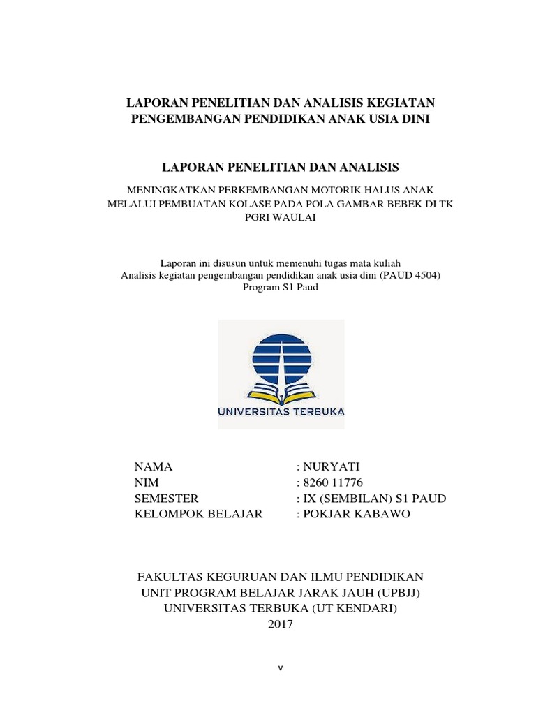 Contoh Laporan Analisis S1 Paud