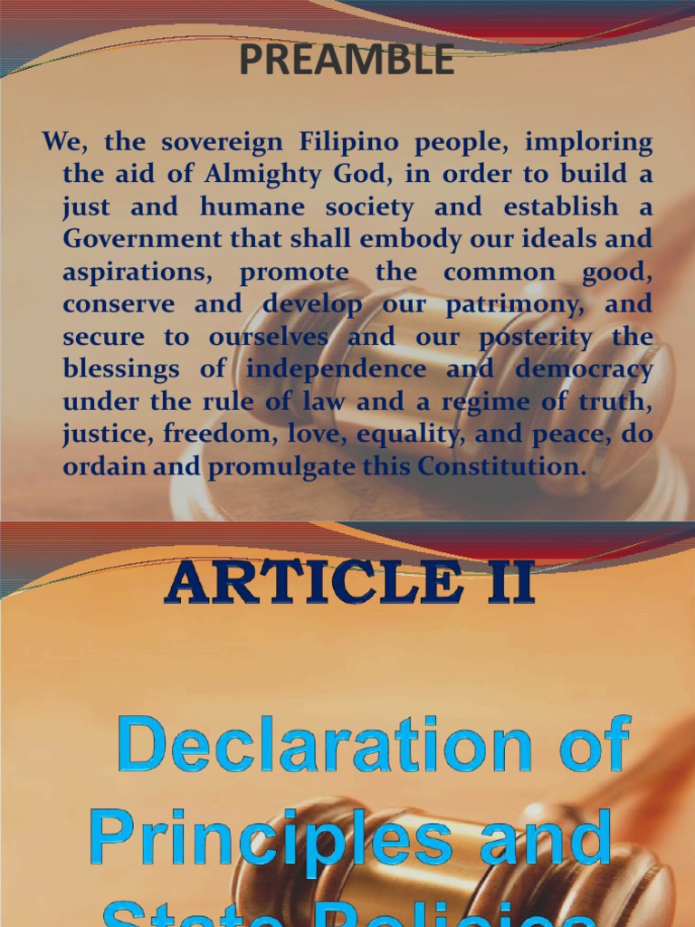 Philippine Constitution Principles Overview | PDF | Social Institutions ...