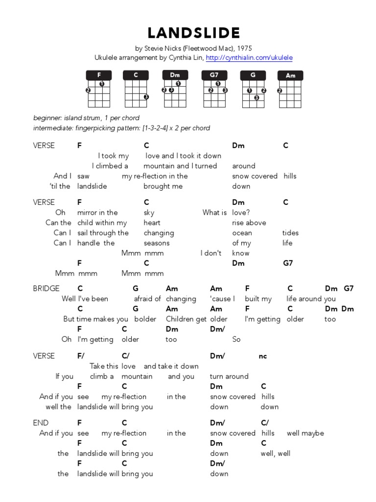 LANDSLIDE Ukulele Chord Chart.pdf Popular Music Nature