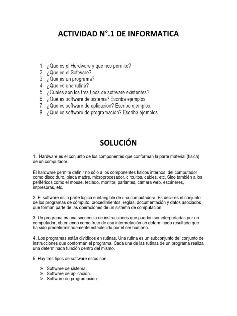 Actividad N 1 - Isavis Martinez | PDF | Sistema operativo | Hardware de ...