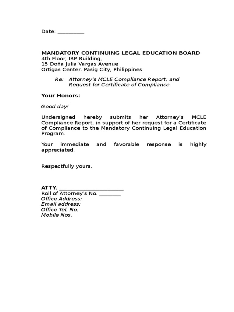 Letter To MCLE PDF