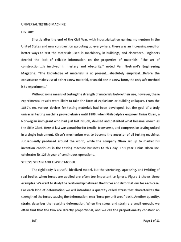 Universal Testing Machine | PDF | Young's Modulus | Stress (Mechanics)