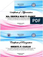Certificate of Appreciation: Ma. Ericka Mae T. Casoy