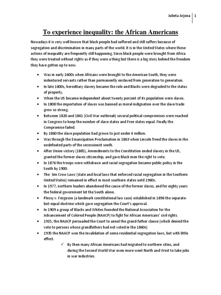 History of African American Inequality | PDF | Desegregation Busing ...