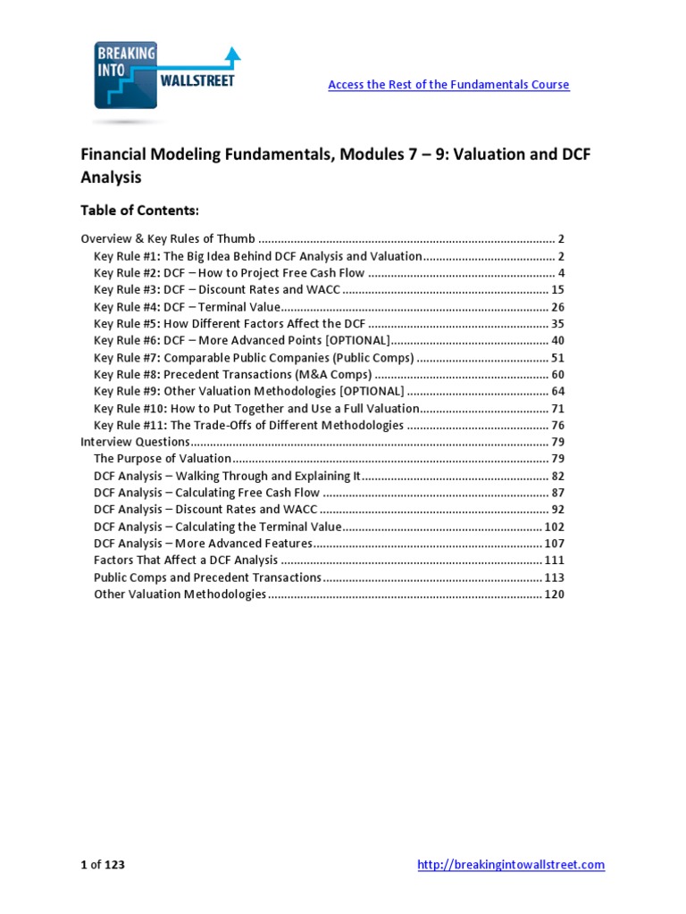 07 Valuation DCF Analysis Guide PDF | PDF | Discounted Cash Flow | Cost ...