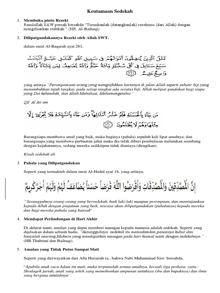 Keutamaan Sedekah Pdf