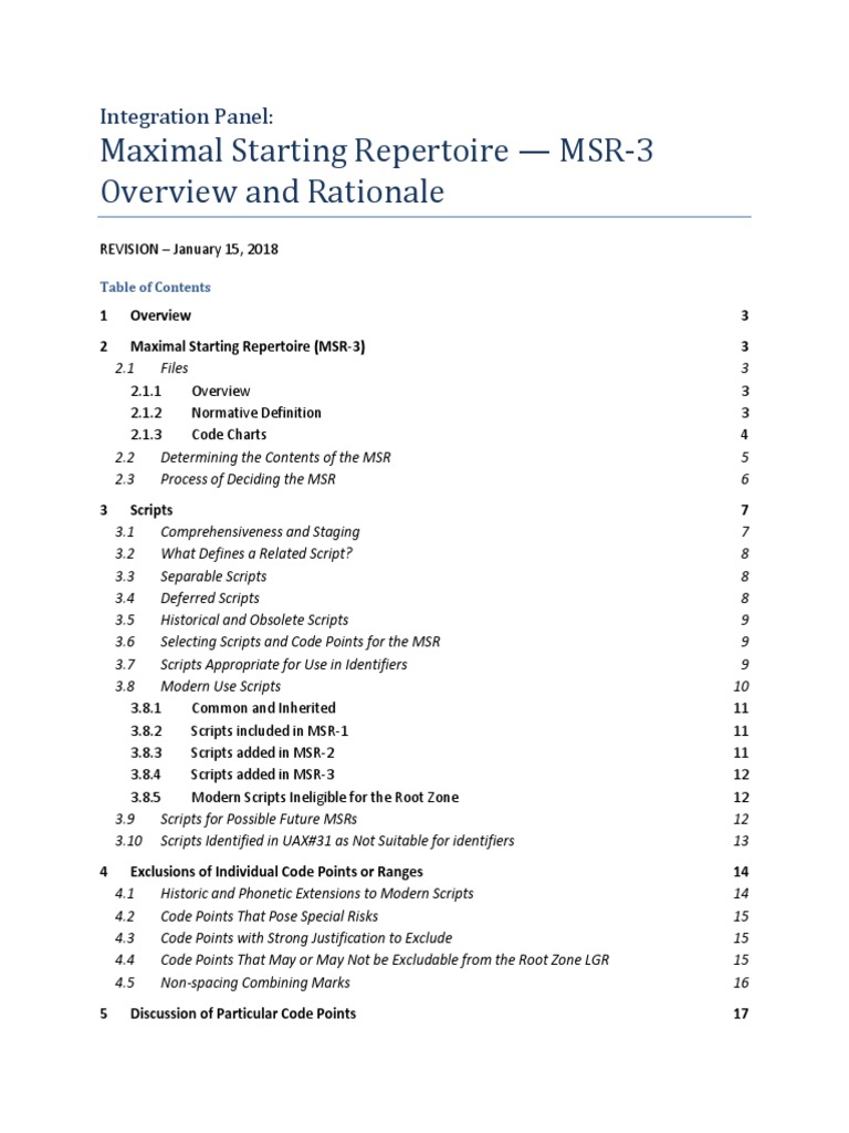 MSR-3 Overview and Code Point Rationale | PDF | Xml | Languages