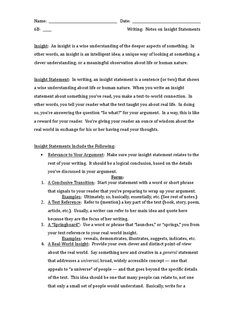 Crafting Effective Insight Statements | PDF | Insight | Argument