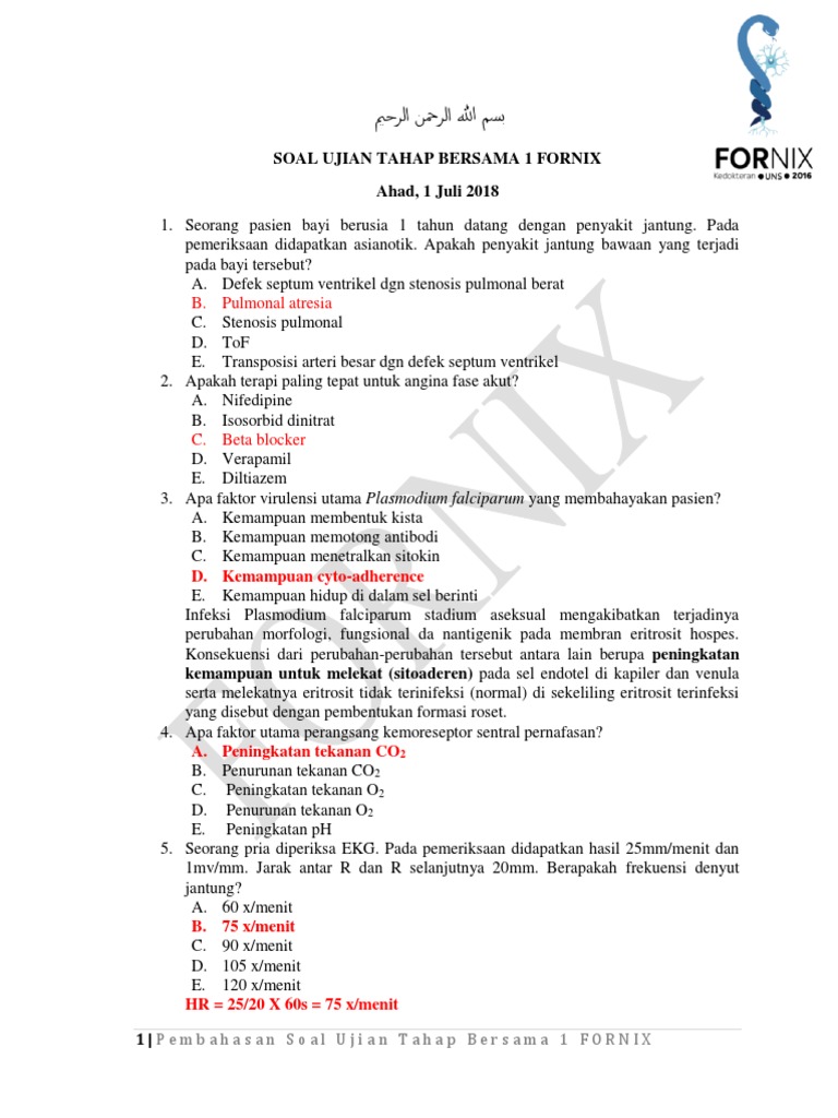 Pembahasan Soal Ujian Tahap Bersama 1 Fornix Pdf
