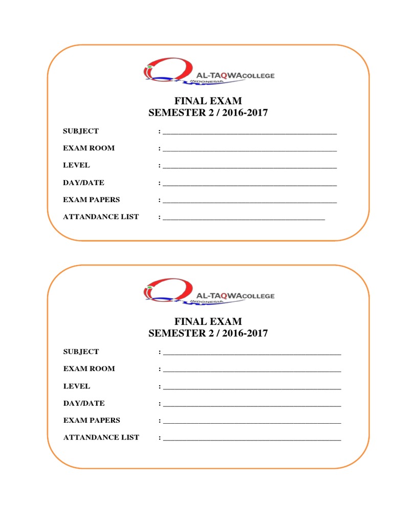 Semester 2 Final Exam Template | PDF