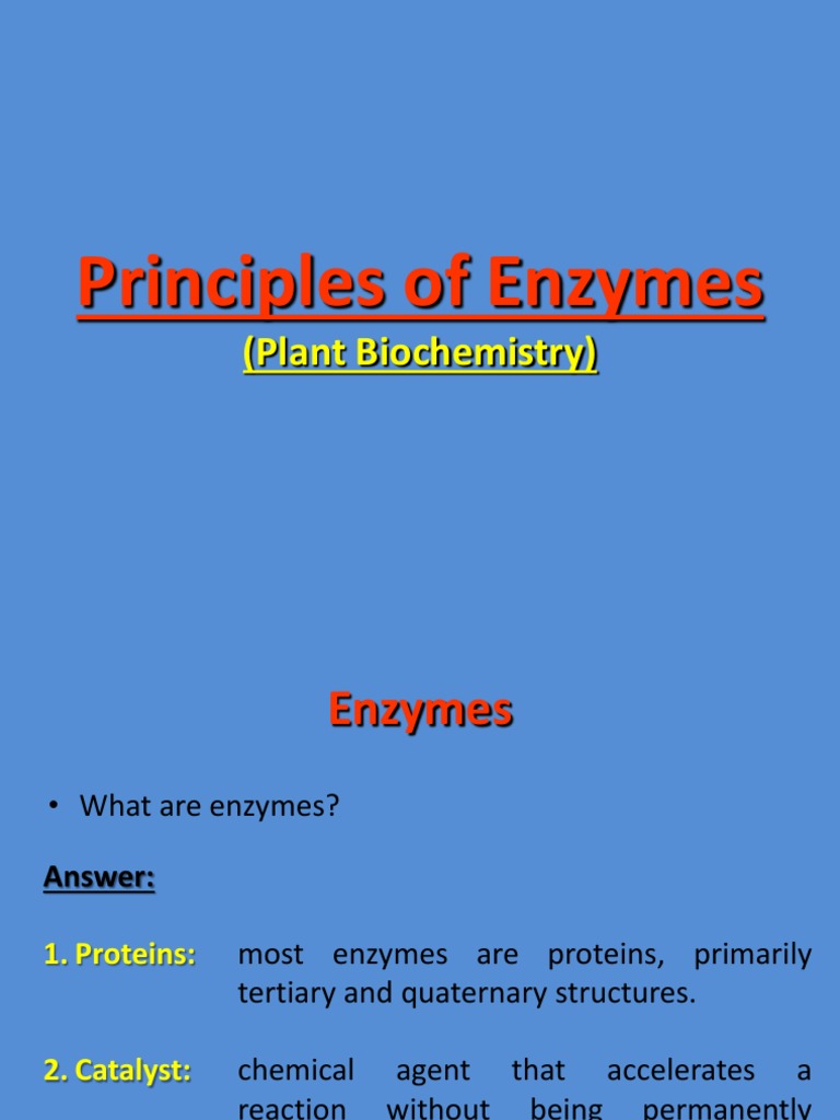 Principles of Enzymes (Plant Biochemistry) PDF Enzyme Inhibitor