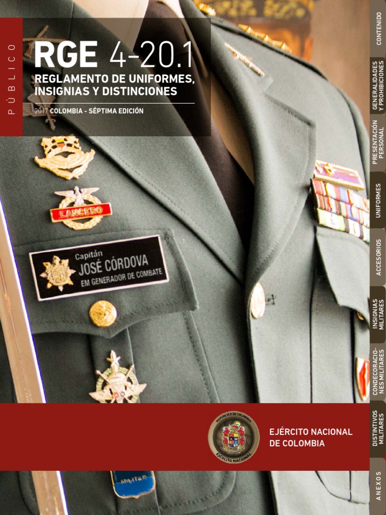 Reglamento de Uniformes Insignias y Distinciones Del Ejército Nacional