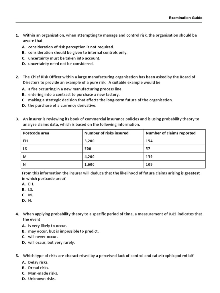 Risk Management Mcqs Pdf Risk Risk Management