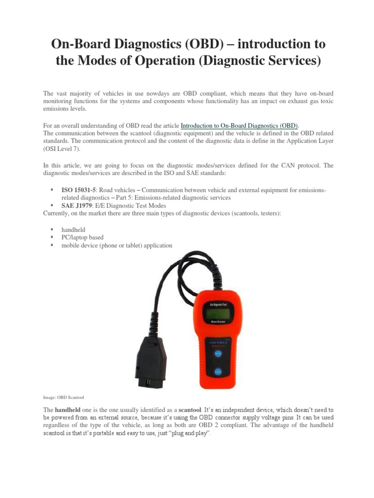 OBD Modes of Operation Overview | PDF | Manufactured Goods | Systems ...