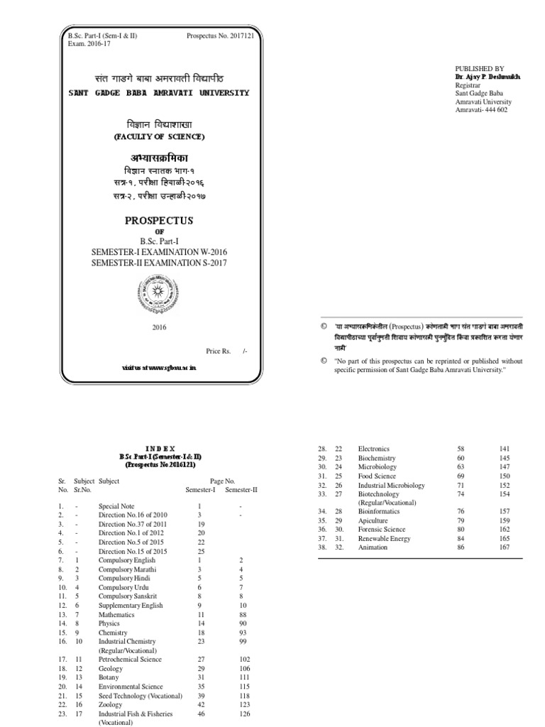 BSC - Part I - Sem I II PDF | PDF | Bachelor Of Science | Academic Degree