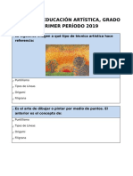 Prueba de Educación Artística grado 4° primer período 2019