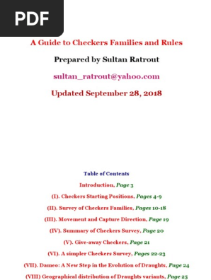A Guide To Checkers Families And Rules Pdf Pdf Leisure Activities Game Theory