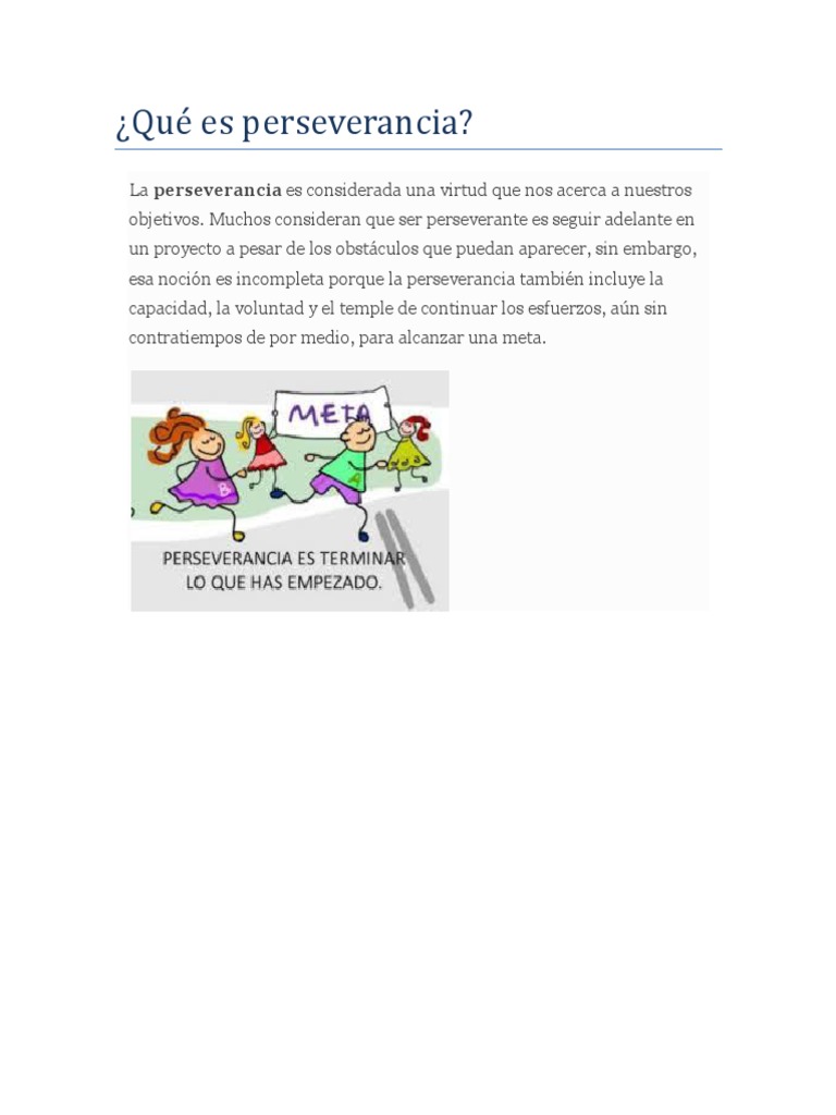 Definición de perseverancia y su importancia | PDF | Crecimiento ...