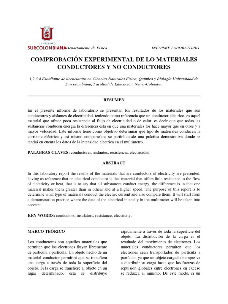 Materiales Conductores y Aislantes | PDF | Resistividad Eléctrica y ...