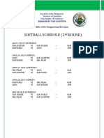 Softball Schedule (2 Round) : Barangay San Agustin