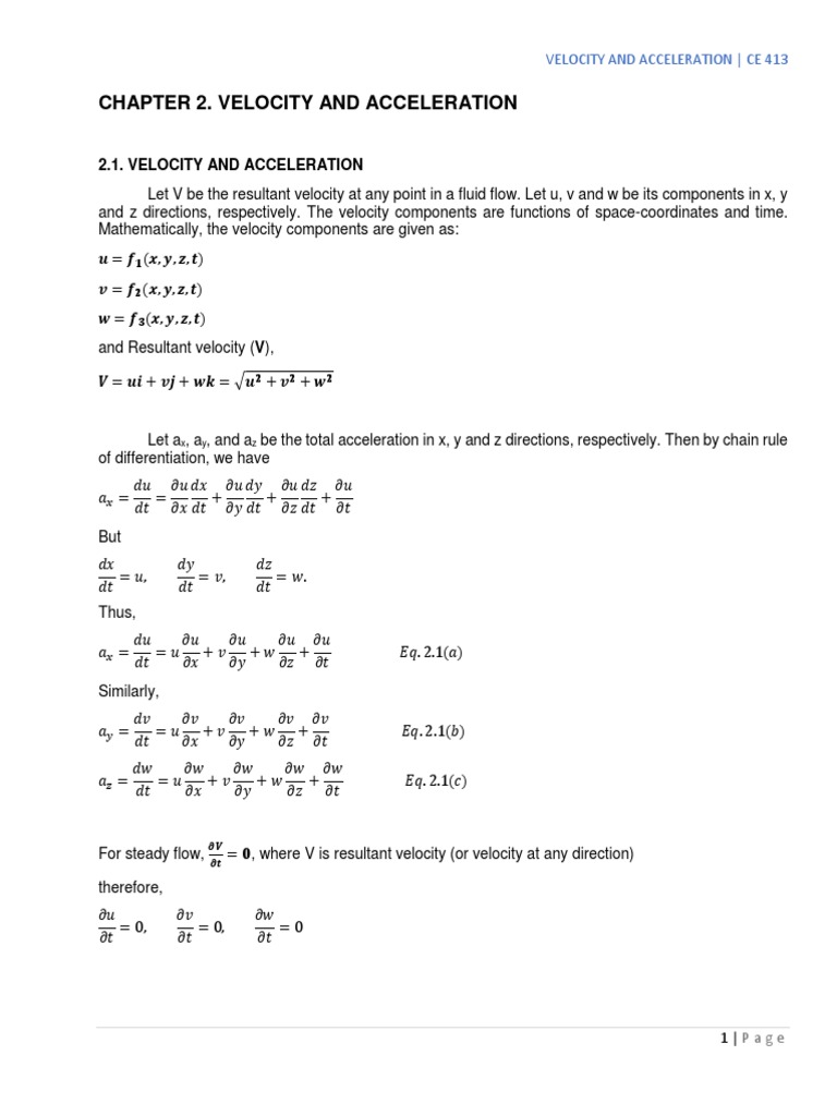 Velocity and Acceleration in Fluids | PDF | Acceleration | Navier ...
