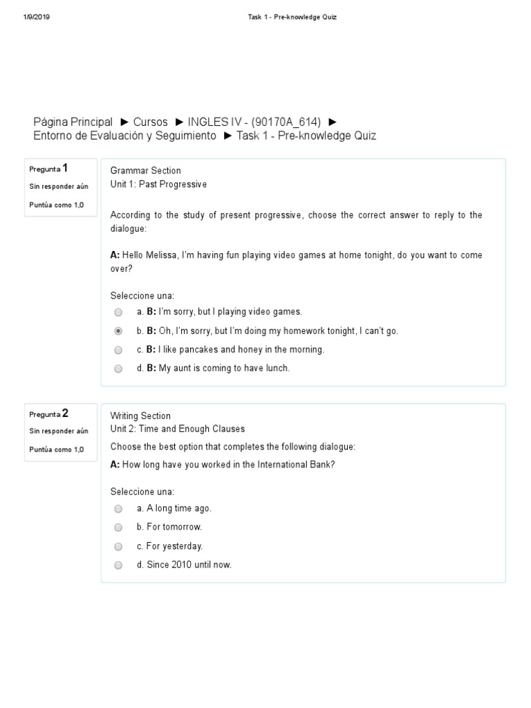 Pre-Knowledge Quiz for English IV | PDF | Question | Onomastics