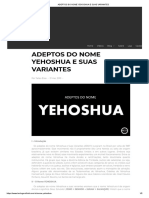Adeptos Do Nome Yehoshua e Suas Variantes